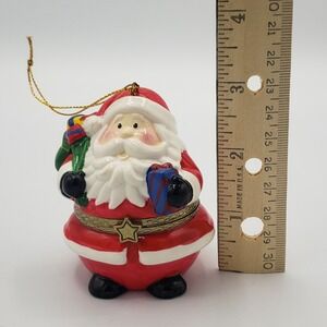 Santa Claus W/ Gift bag Trinket ceramic box with metal clasp